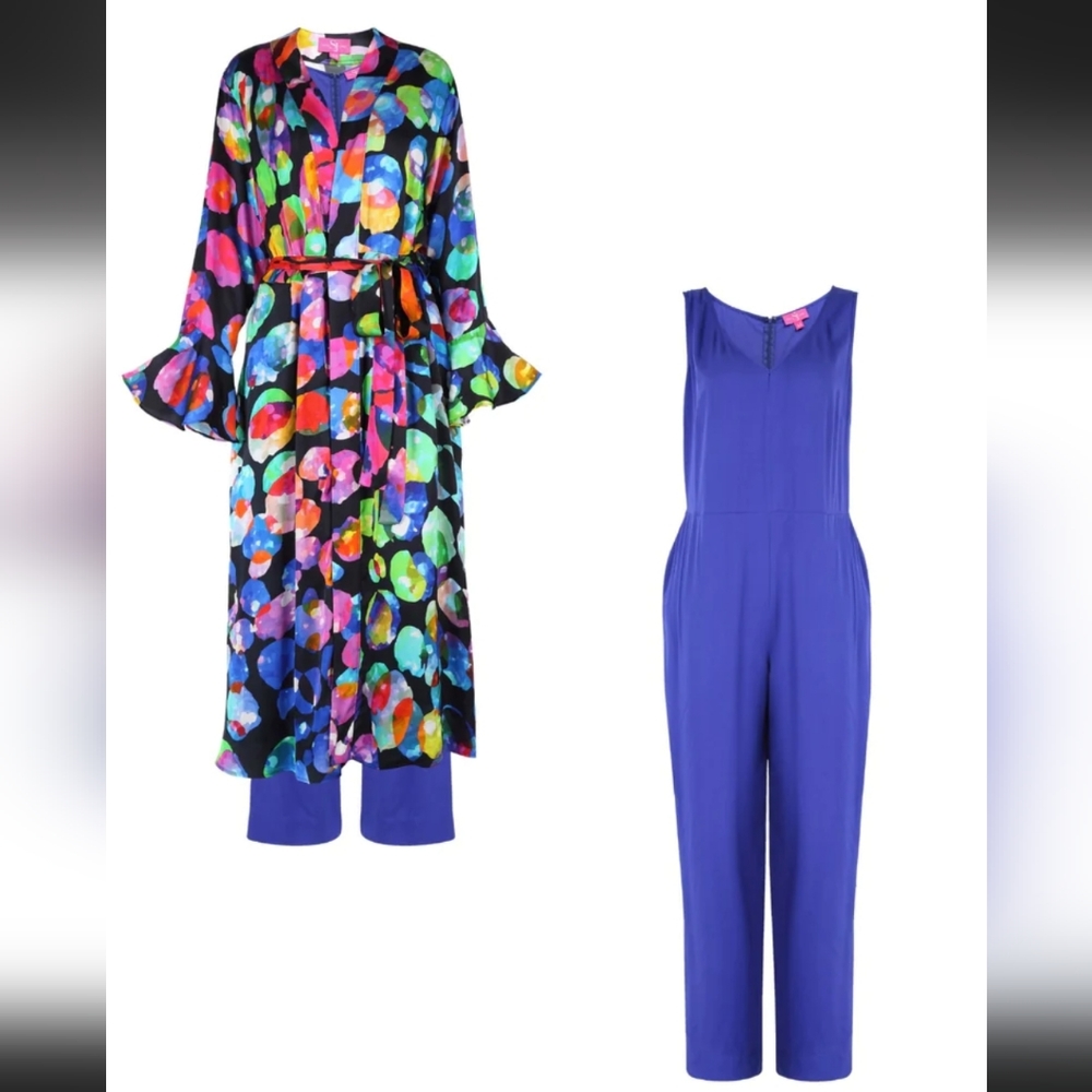 Sassy Jones Bam Bam Abstract Print Jumpsuit and Duster Set in Small, NEW UNWORN